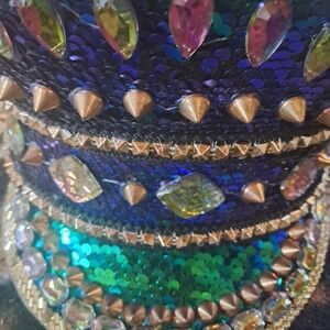 Glamorous Sequin and Studded Women's Hat